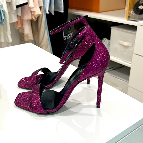 YSL Saint Laurent Glitter Amber Sandals - Size 8.5 / 38.5 true size 8.5M - Picture 6 of 16